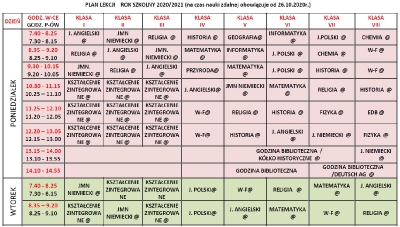 Plan lekcji nauka zdalna nowy