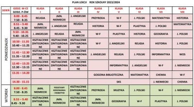 Plan lekcji  2023 2024