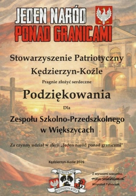 Jeden naród ponad granicami – podziękowanie dla naszej szkoły!