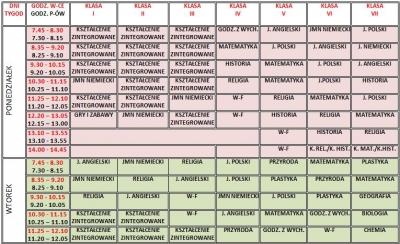plan lekcji