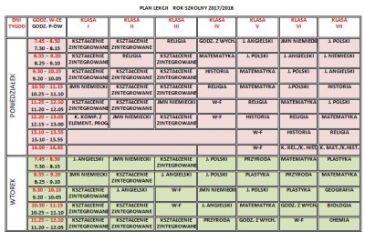 plan lekcji