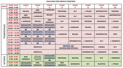 Plan lekcji- zmiana